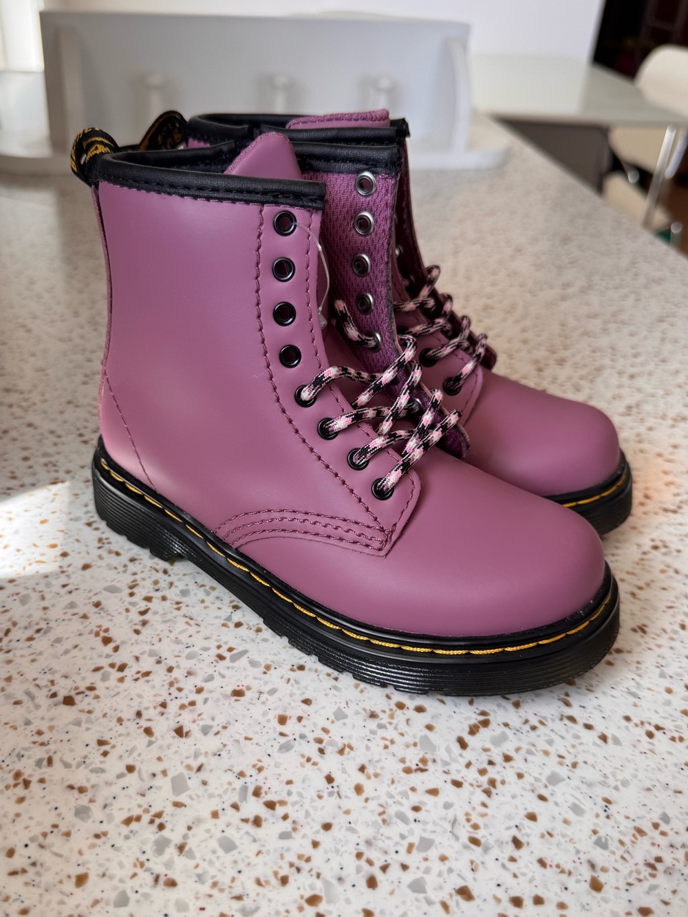 Dr. Martens Pink Leather Lace-Up Boots